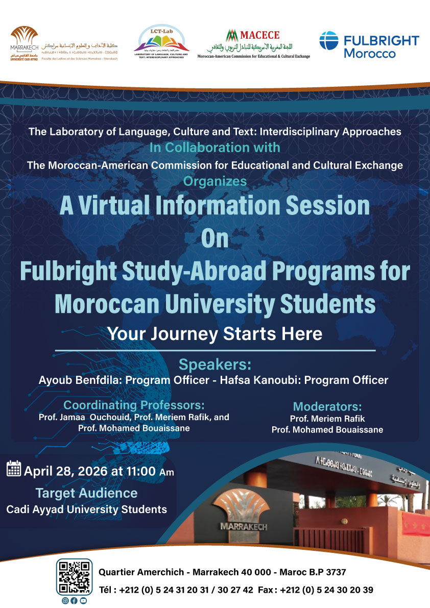A Virtual Information Session
On
Fulbright Study-Abroad Programs for
Moroccan University Students